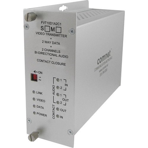 COMNET Single Mode 10-Bit Digital Video & 2-Channel Bi-Directional Audio Transmitter/Data Transceiver with Contact Closure (Up to 43 mi)