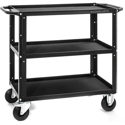 ConeCarts Small 3-Shelf Cart with 3D Textured Rubber Mat