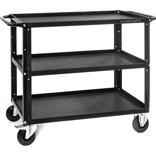 ConeCarts Large 3-Shelf Cart with 3D Textured Rubber Mat