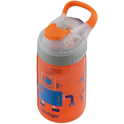 Contigo AUTOSEAL Gizmo Sip Kids Water Bottle (14 fl oz, Nectarine / Robots)