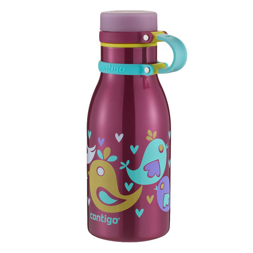 Contigo Maddie Stainless Steel Kids Water Bottle (12 fl oz, Cherry Blossom)