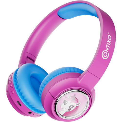 Contixo KB6 Bluetooth On-Ear Headphones for Kids (Pink/Aqua)