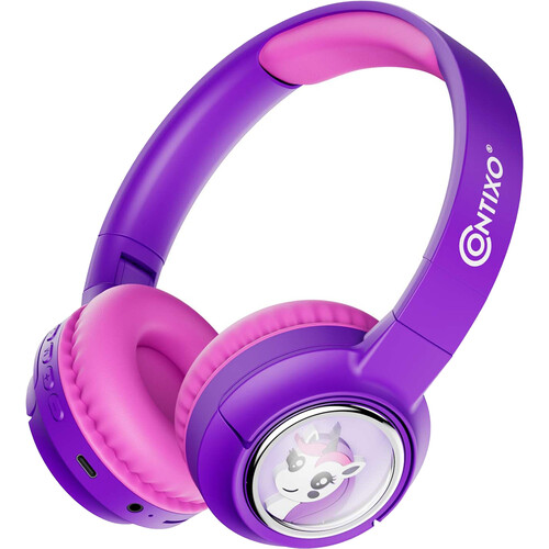 Contixo KB6 Bluetooth On-Ear Headphones for Kids (Purple/Pink)