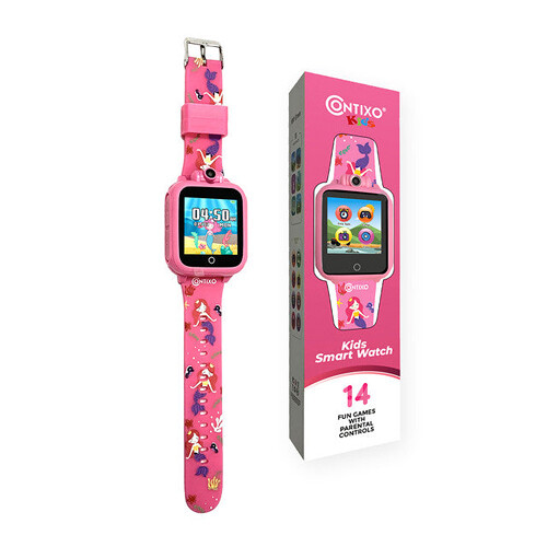 Contixo Kids Smartwatch with Educational Games, HD Touchscreen, Camera, and MP3 Music Player (Pink)