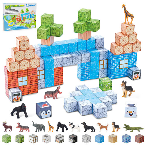 Contixo 100-Piece Magnetic Blocks with Animals