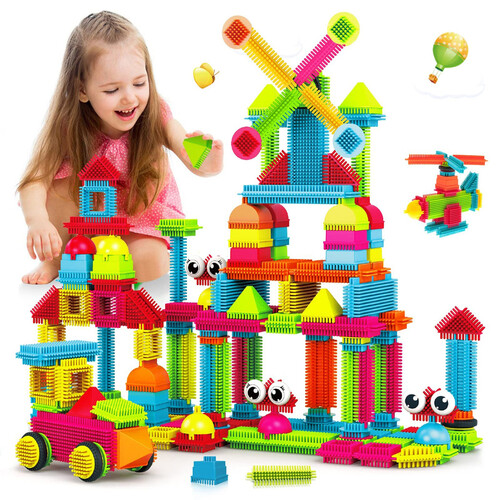Contixo 144-Piece Bristle Shape 3D Tile STEM Building Block Set