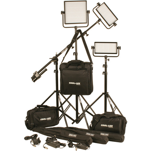 Cool-Lux CL3-2000DSV Daylight PRO Studio LED Spot 2-CL500DSV, 1-CL1000DSV Kit with V-Mount Battery Plates