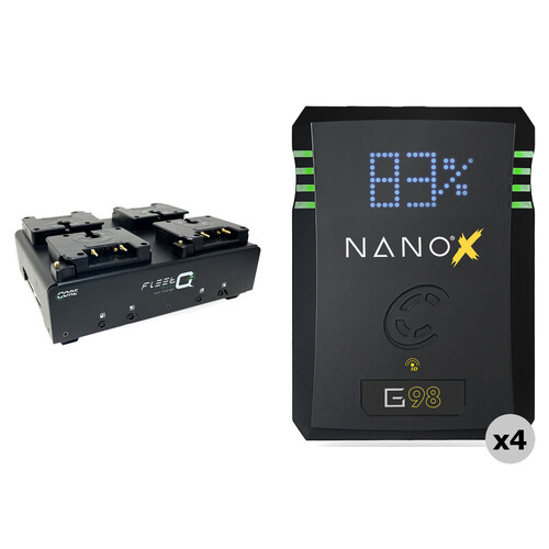 Core SWX 4 x NANOX G98 98Wh Batteries + Fleet Q4 Quad Charger Kit (Gold Mount)