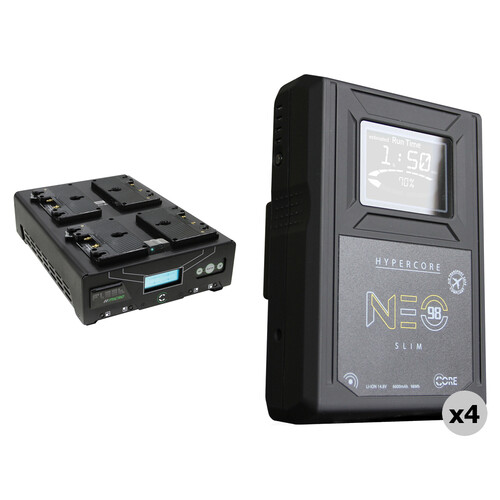 Core SWX Four Hypercore NEO Slim 98Wh Li-Ion Battery Kit with 4-Bay VoltBridge Charger (Gold Mount)