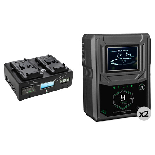 Core SWX Helix 9 Mini 2-Battery Kit with 2-Position Charger (V-Mount)