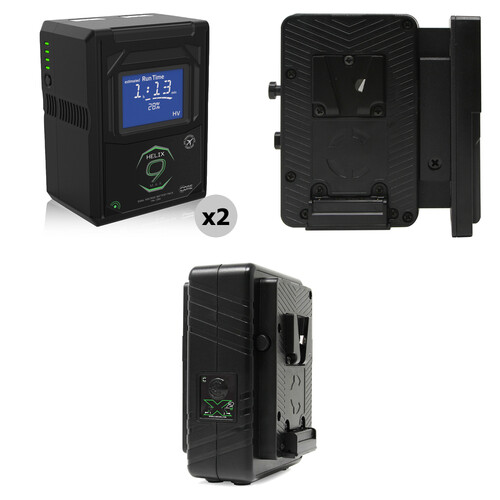 Core SWX Helix Max 2-Battery V-Mount Kit with Dual Charger + Sharkfin Plate (98Wh)