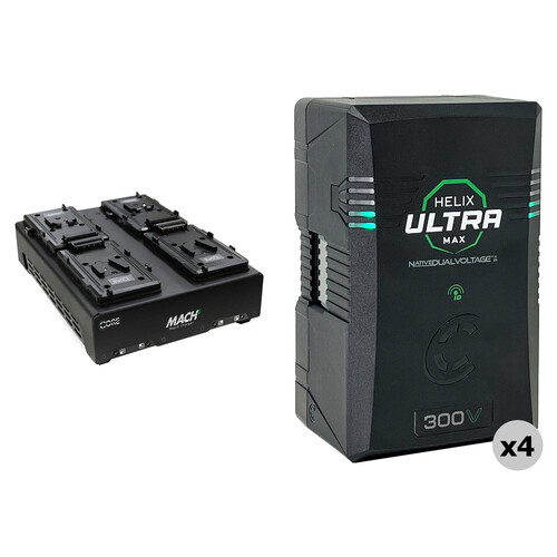 Core SWX Helix Max Smart 4-Battery Kit with Quad Charger (297Wh, V-Mount)