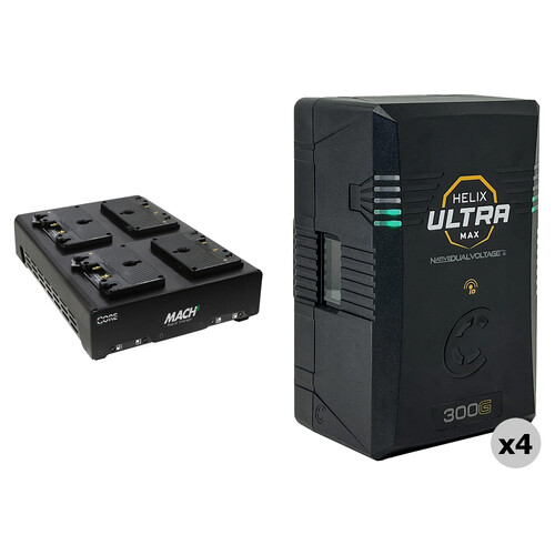 Core SWX Helix Max Smart 4-Battery Kit with Quad Charger (297Wh, Gold Mount)
