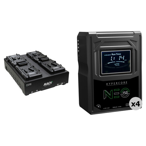 Core SWX Hypercore NEO 150 Mini 147Wh 4-Battery Kit with Quad Charger (V-Mount)