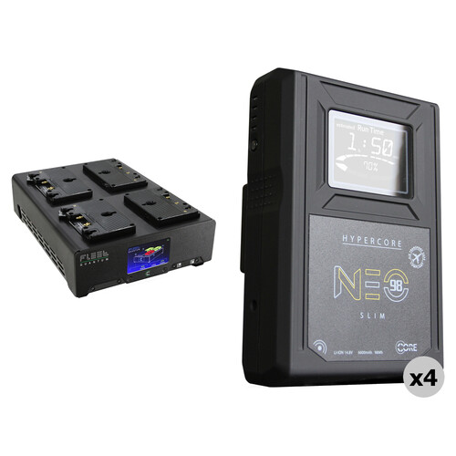 Core SWX HyperCore NEO Slim 98Wh 4-Battery Kit with FLEET Quantum Charger (Gold Mount)