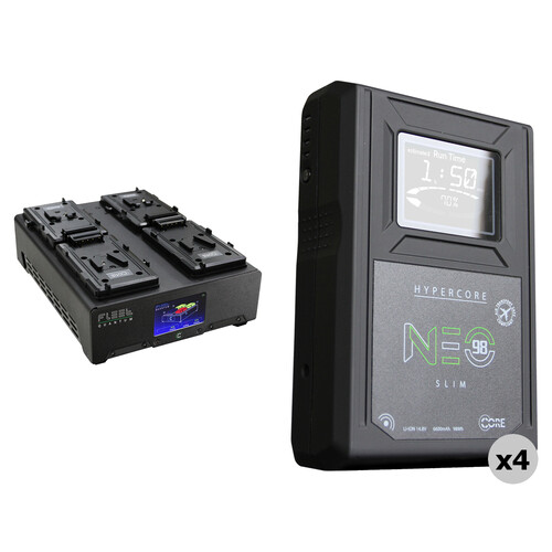 Core SWX HyperCore NEO Slim 98Wh 4-Battery Kit with FLEET Quantum Charger (V-Mount)