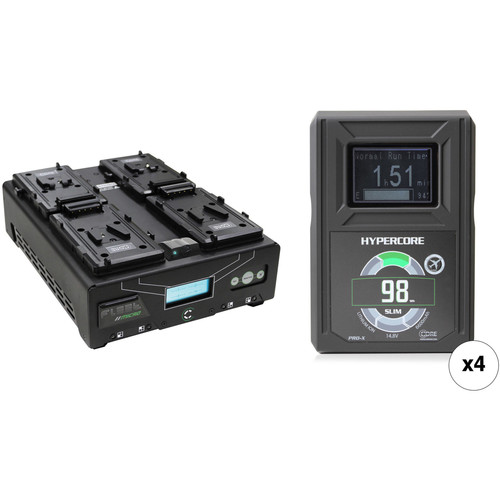 Core SWX Hypercore Slim 4-Battery Kit with 4-Position Charger (V-Mount)