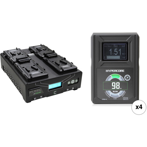 Core SWX HyperCore Slim 98 4-Battery Kit with Fleet Micro Charger (V-Mount)