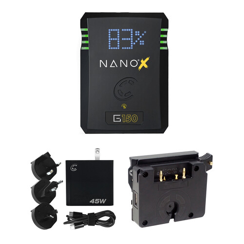 Core SWX NANO X G150 Micro Gold Mount Battery Kit with Wall Charger & Battery Plate (150Wh)