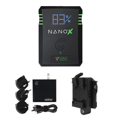 Core SWX NANO X G150 Micro V-Mount Battery Kit with Wall Charger & Battery Plate (150Wh)