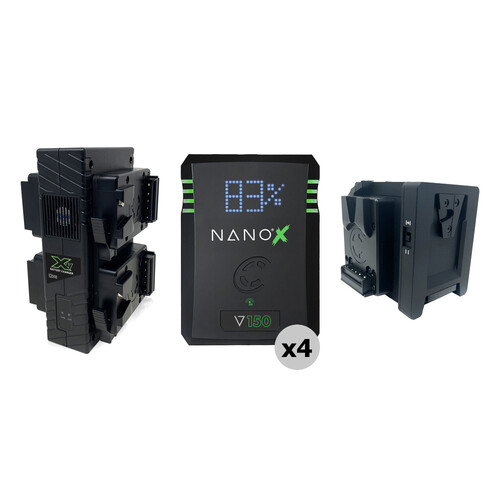 Core SWX NANOX V150 4 x Batteries + Quad Charger + Sharkfin Kit (V-Mount)