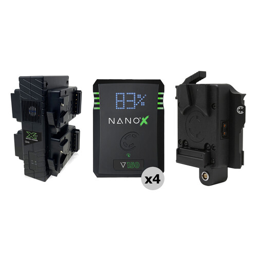 Core SWX NANOX V150 4 x Batteries + Quad Charger + KOMODO Plate Kit (V-Mount)