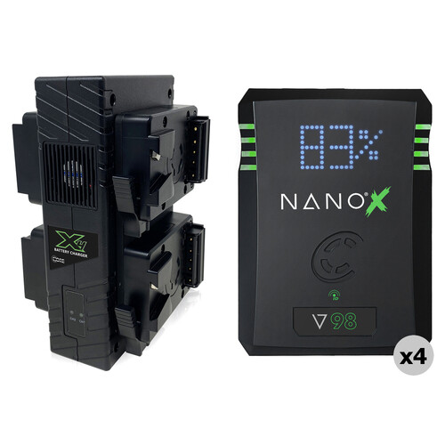 Core SWX NANO X V98 4 x Batteries + Quad Charger Kit (V-Mount)