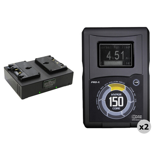Core SWX Two HyperCore 150 Batteries & Fleet Dual Charger Kit (Gold-Mount)
