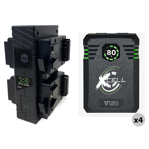 Core SWX XCell Micro-Sized Smart Battery 4-Battery Kit with Quad Charger (148Wh, V-Mount)