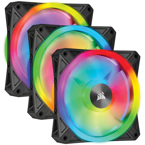 CORSAIR iCUE QL120 RGB 120mm PWM Lighting Node CORE Fan (3-Pack, Black)