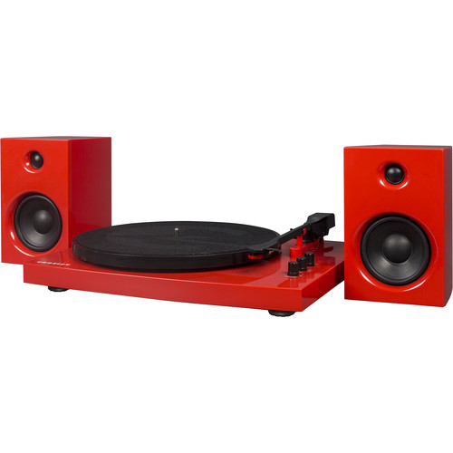 Crosley Radio T100A Stereo Turntable System with Speakers (Red)