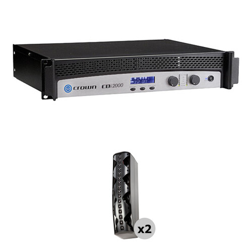 Crown Audio CDi 2000 Two-Channel Commercial Amplifier Kit with Two Line Array Column Loudspeakers (Black)