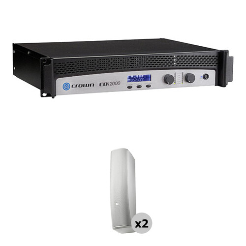 Crown Audio CDi 2000 Two-Channel Commercial Amplifier Kit with Two Line Array Column Loudspeakers (White)