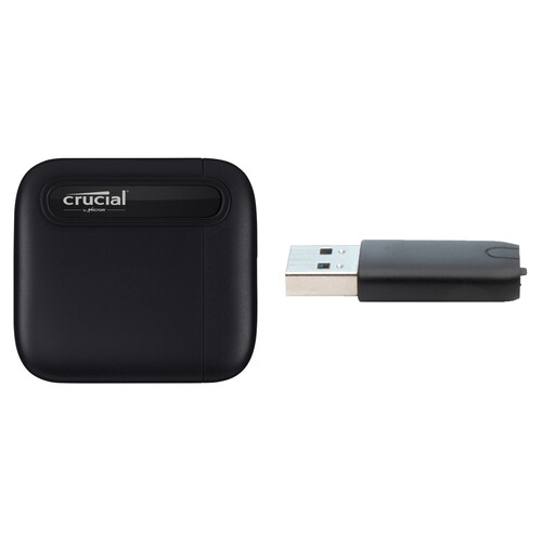 Crucial 2TB X6 Portable SSD with USB Type-C to USB Type-A Adapter