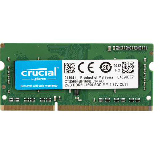 Crucial 2GB DDR3L 1600 MHz SO-DIMM Memory Module CT25664BF160B
