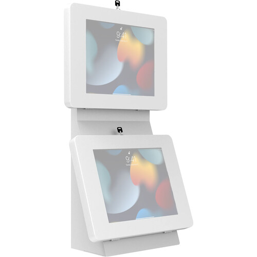 CTA Digital Dual Security Enclosure Desk Mount with Storage Compartment (White)