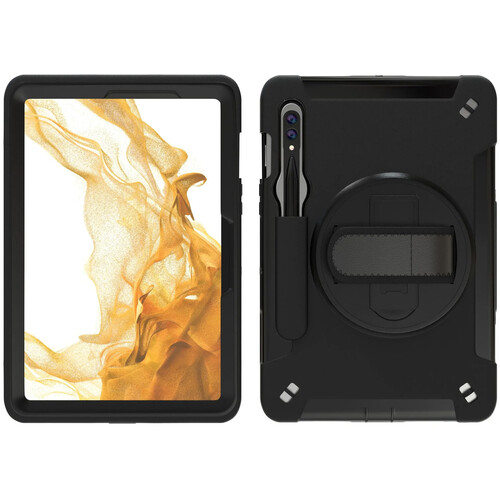 CTA Digital Protective Case with Rotating Grip Kickstand for 11" Samsung Galaxy Tab S7, S8