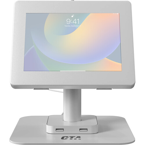 CTA Digital Desk Mount with Integrated 2-Port USB Hub and Security Enclosure (White)