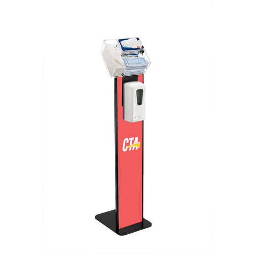 CTA Digital Locking Sanitizing Station Stand with Graphic Card Slot (Black)