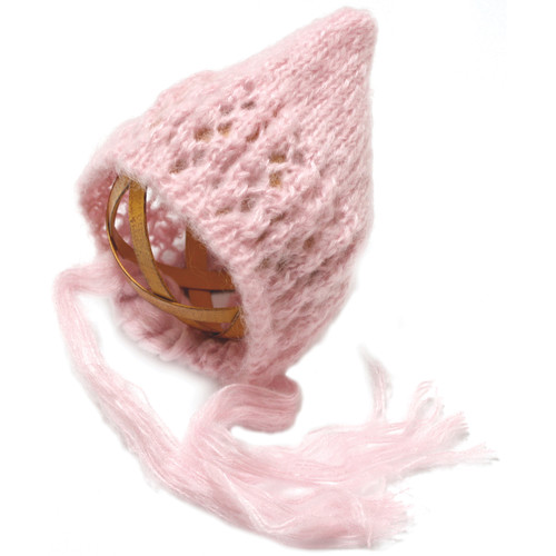 Custom Photo Props Vintage Mohair Newborn Bonnet (Cameo Pink)