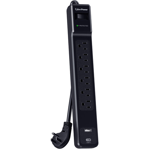 CyberPower 6-Outlet Surge Protector with USB Ports (Black)
