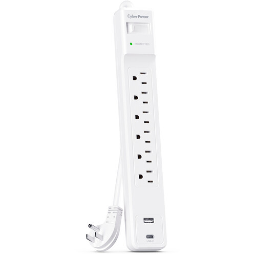 CyberPower 6-Outlet Surge Protector with USB Ports (White)