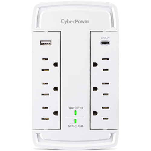 CyberPower 6-Outlet Wall-Tap Home and Office Surge Protector (White)