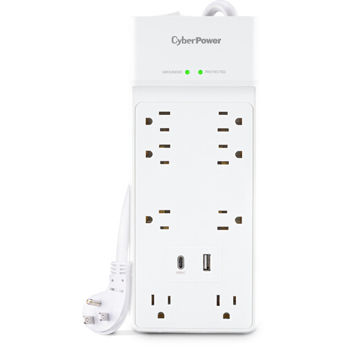 CyberPower 8-Outlet Surge Protector (6', White)