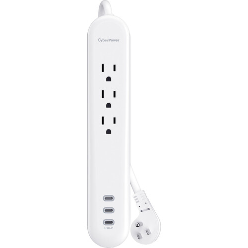 CyberPower P304UC3 3-Outlet Home and Office Surge Protector with USB-C Ports (White)