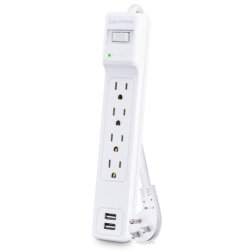 CyberPower P403URC1 4-Outlet Home Office Surge Protector (White)
