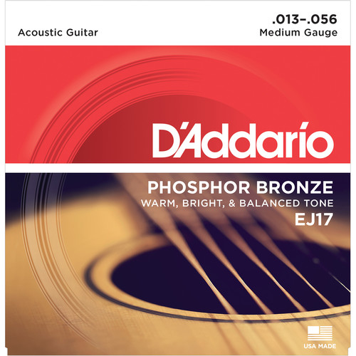 D'Addario EJ17 Medium Phosphor Bronze Acoustic Guitar Strings (6-String Set, 13 - 56)