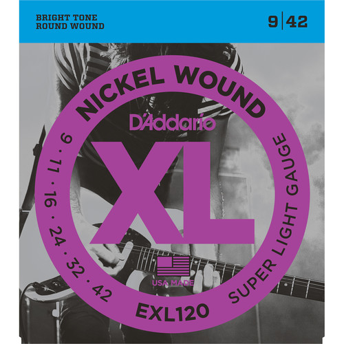 D'Addario EXL120 Super Light XL Nickel Wound Electric Guitar Strings (6-String Set, 9 - 42)