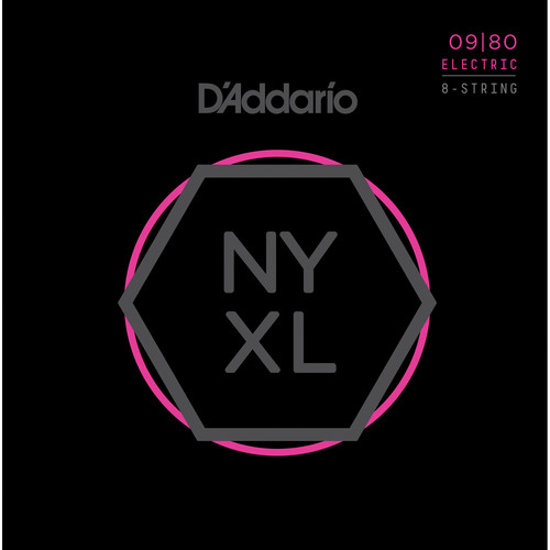 D'Addario NYXL0980 Super Light NYXL Nickel Wound Electric Guitar Strings (8-String Set, 9 - 80)