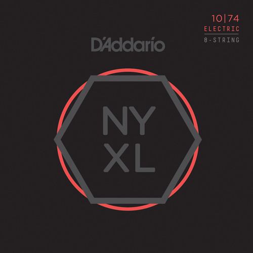 D'Addario NYXL1074 Light Top / Heavy Bottom NYXL Nickel Wound Electric Guitar Strings (8-String Set, 10 - 74)